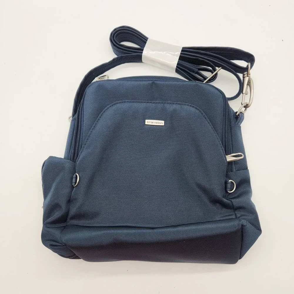 Travelon Anti-Theft Classic Travel Bag Crossbody RFID Locking Navy Blue New - Picture 6 of 11